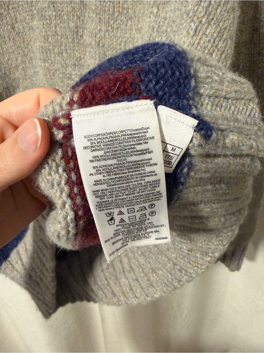 Brooks Brothers Gray Tennis V-Neck Sweater with Red and Blue Trim - Picture 3 of 3